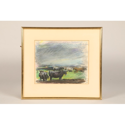 590 - Joseph Oppenheimer R.P A.R.R. (1876-1966) ARR Gilt framed mixed media Signed and inscribed 'Cattle i... 