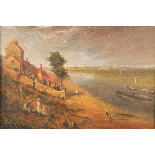 595 - In the style of John Constable RA (British 1776 - 1837) Gilt framed oil on canvas 'View of Yarmouth'... 