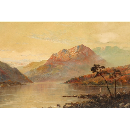 597 - F E Jamieson (Scottish 1895-1950)Famed oil on canvas, signed 'Highland Loch Landscape' 39.5cm x 60cm... 