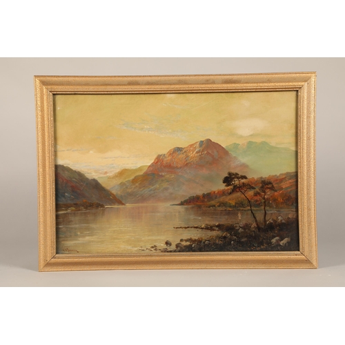 597 - F E Jamieson (Scottish 1895-1950)Famed oil on canvas, signed 'Highland Loch Landscape' 39.5cm x 60cm... 