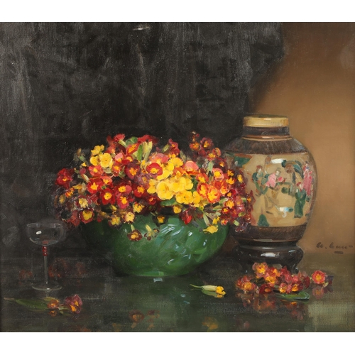 598 - Andrew Law (Scottish 1873 - 1967) ARR Gilt framed oil on canvas, signed Still Life, titled 'Colyanth... 