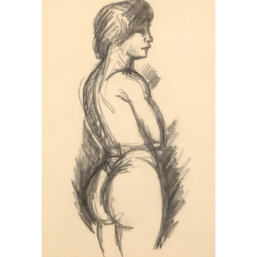 605 - John Duncan Fergusson RBA (Scottish 1874-1961) ARR Framed charcoal on paper, 'Female Study' 30cm X 5... 