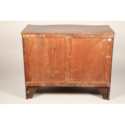 630 - George III mahogany serpentine fronted chest of three graduated drawers, length 115cm, width 59cm, h... 