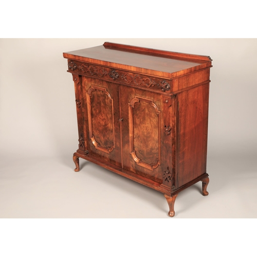 632 - Victorian rosewood sideboard with fitted frieze drawer, over twin doors on four feet, length 111cm, ... 