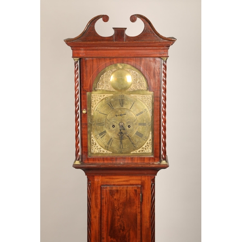 637 - Scottish George III mahogany long cased clock, brass dial with date and seconds subsidiary dials, Da... 