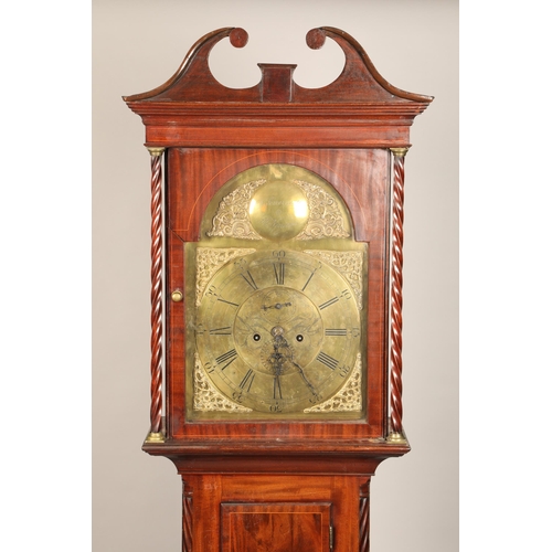 637 - Scottish George III mahogany long cased clock, brass dial with date and seconds subsidiary dials, Da... 