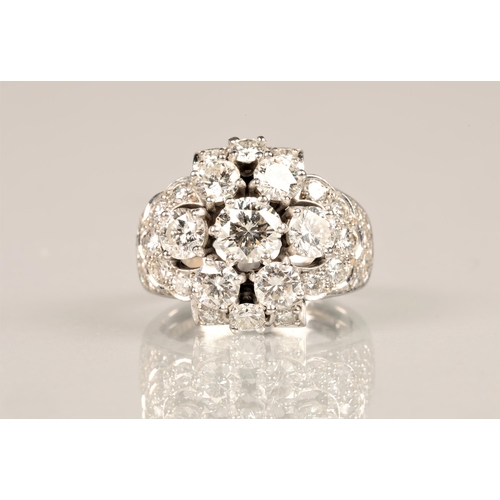 90 - Ladies 18ct white gold diamond cluster ring, central diamond brilliant cut 0.75 carat diamond, surro... 