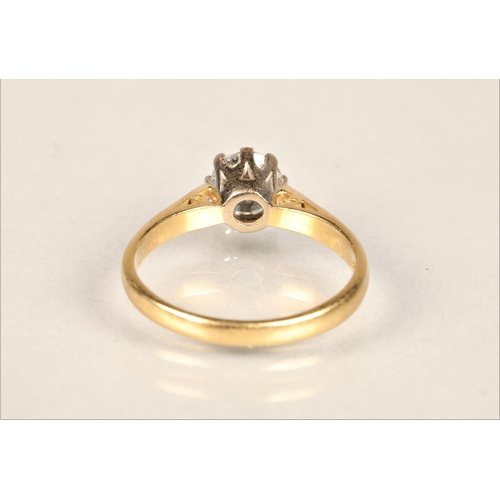 98 - Ladies 18ct yellow gold diamond solitaire ring, one carat brilliant cut diamond, ring size P