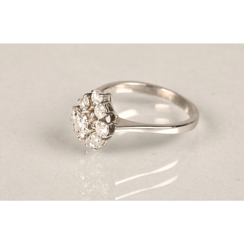 99 - Ladies 18ct white gold diamond cluster ring, central stone 0.2 carat surrounded by eight 0.1 carat d... 