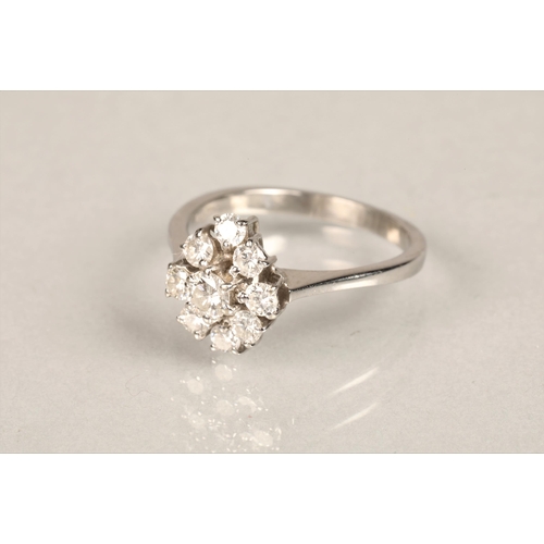 99 - Ladies 18ct white gold diamond cluster ring, central stone 0.2 carat surrounded by eight 0.1 carat d... 