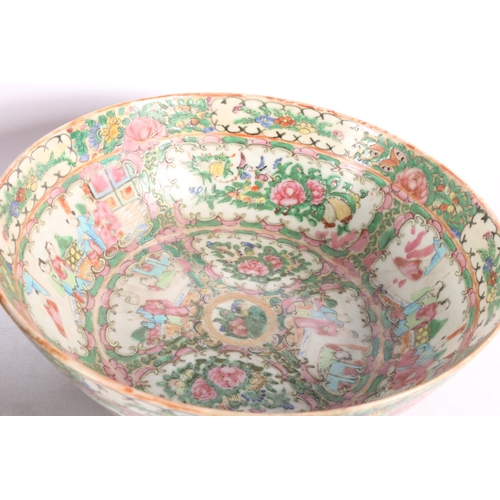 137 - Early 20th century Cantonese famille rose bowl, and another later, 28cm and 26cm diameter. (2) #42