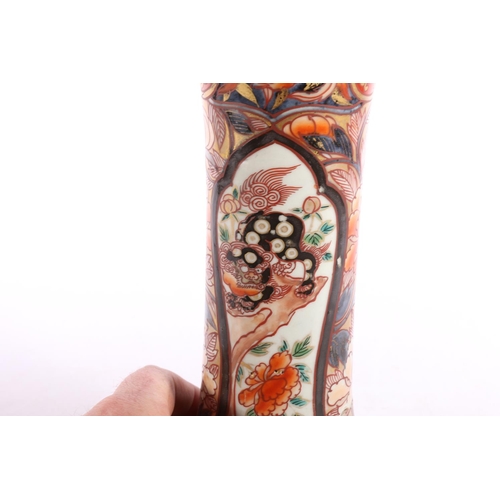 140 - 18th century Imari vase with flaring trumpet lip, 22cm high. (a/f). #60