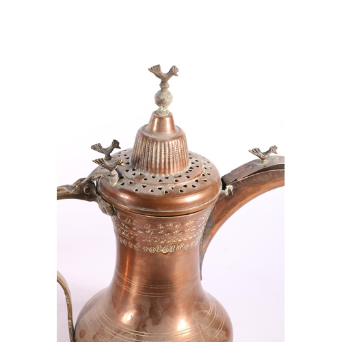 153 - Two Middle Eastern copper coffee pots, 35cm and 31cm high. (2) #215