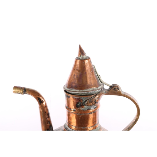 153 - Two Middle Eastern copper coffee pots, 35cm and 31cm high. (2) #215