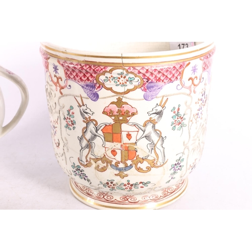 173 - Chinese armorial (Samson of Paris style) ice bucket and a Chinese teapot with floral decoration. (2)... 