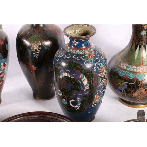 183 - Pair of hexagonal cloisonné vases, together with five other cloisonné vases.  (7)  (a/f)  #427