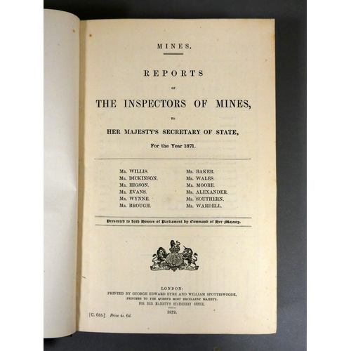 211 - INSPECTORS OF MINES.  Reports for the Years 1871 & 1873. Fldg. plan of Seaham Colliery & of ... 