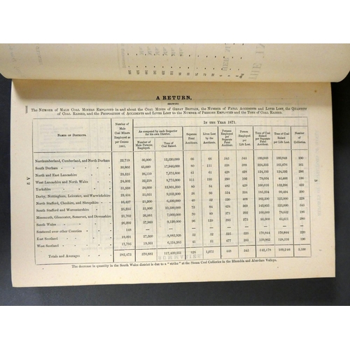 211 - INSPECTORS OF MINES.  Reports for the Years 1871 & 1873. Fldg. plan of Seaham Colliery & of ... 