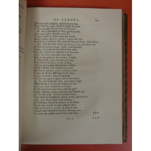 228 - SHAKESPEAR WILLIAM.  The Works of Mr. William Shakespear. 6 vols. Quarto. Late qtr. calf, ... 