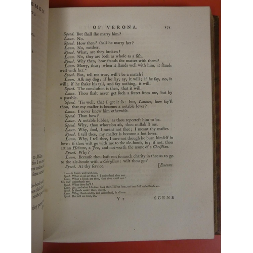 228 - SHAKESPEAR WILLIAM.  The Works of Mr. William Shakespear. 6 vols. Quarto. Late qtr. calf, ... 