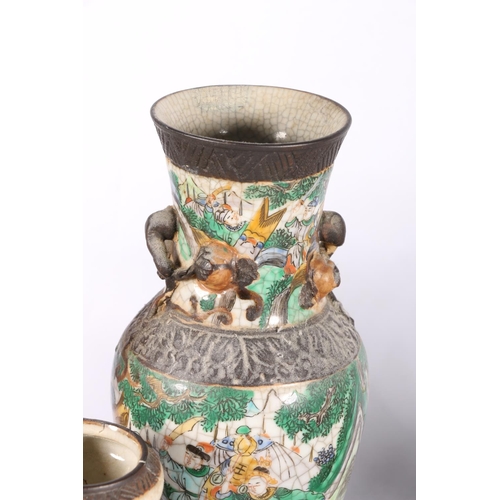 216 - Modern Chinese porcelain vase of hexagonal section decorated with bird on flowering branches, 24cm h... 