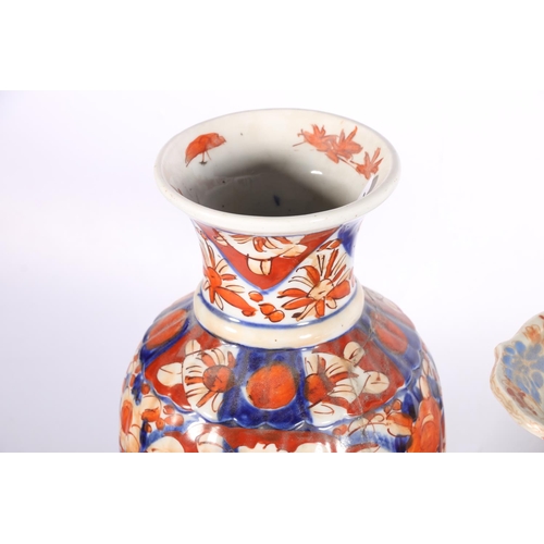 217 - Chinese Imari porcelain to include a lidded pot and cover, 25cm diameter, five vases, the largest 30... 