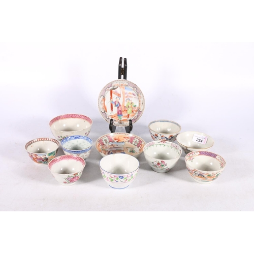 224 - Chinese 19th century, and later, tea bowls and saucers to include one of fine porcelain decorated wi... 