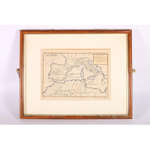 92 - Map of the Mediterranean after Cornelio Nepote titled 'Expeditio Hannibialis', 15cm x 22cm, frame 30... 