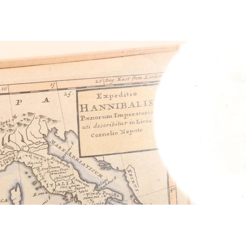 92 - Map of the Mediterranean after Cornelio Nepote titled 'Expeditio Hannibialis', 15cm x 22cm, frame 30... 