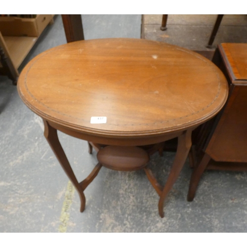 429 - Two tier oval mahogany side table.