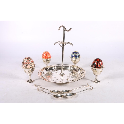 120 - Mappin & Webb Ltd fine quality white metal Art Nouveau period egg epergne stand, 21cm high.