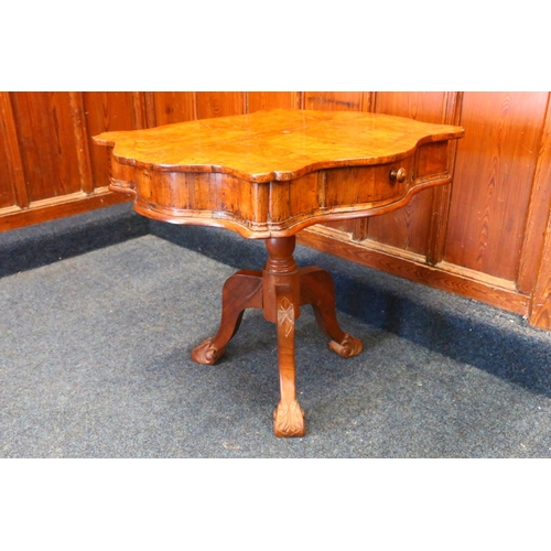 407 - Late 17th century/early 18th century walnut occasional table, serpentine front with two drawers, on ... 