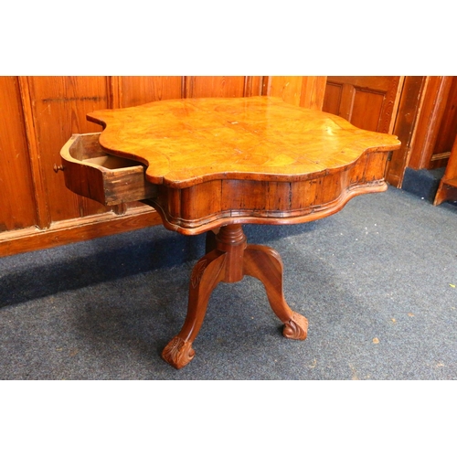 407 - Late 17th century/early 18th century walnut occasional table, serpentine front with two drawers, on ... 