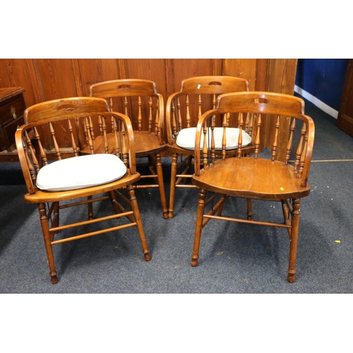 443 - Set of eight oak captains' chairs (two with caned seats).  #385