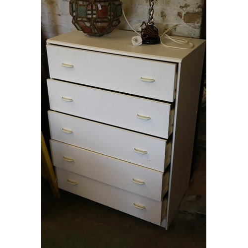 519 - White chest of five drawers.