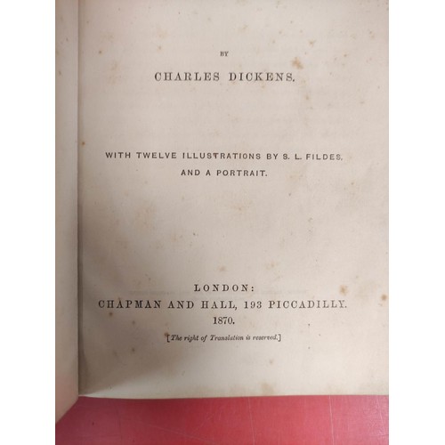 235 - DICKENS CHARLES.  The Mystery of Edwin Drood. Eng. frontis, title vignette & plates. A... 