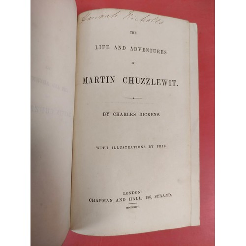 236 - DICKENS CHARLES.  Martin Chuzzlewit. Eng. frontis, title vignette (100£ on signpost)... 