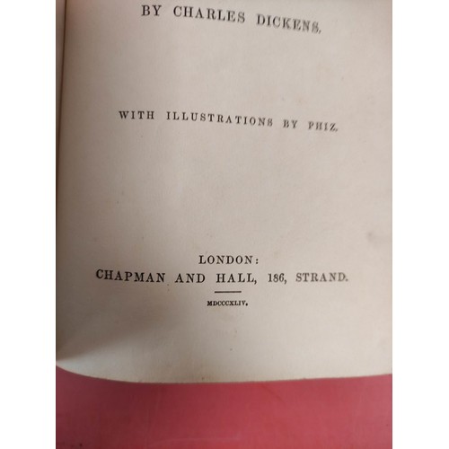 236 - DICKENS CHARLES.  Martin Chuzzlewit. Eng. frontis, title vignette (100£ on signpost)... 