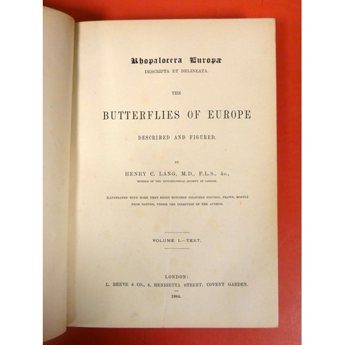 274 - LANG HENRY C.  The Butterflies of Europe. 2 vols. 82 nice multiple image col. plates, as c... 