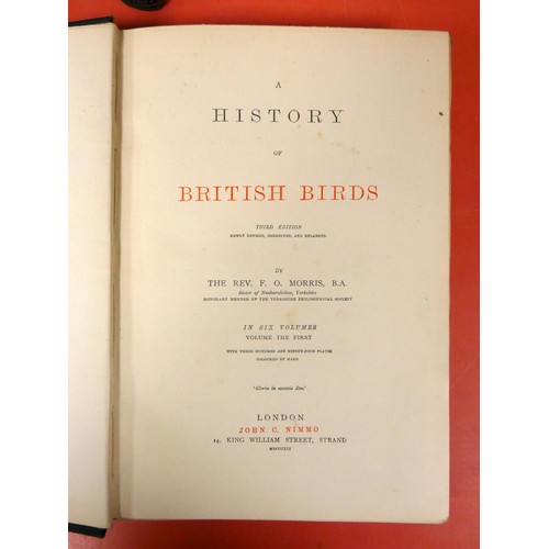 270 - MORRIS REV. F. O.  A History of British Birds. 6 vols. Very many good hand col. plates. Quarto. Orig... 