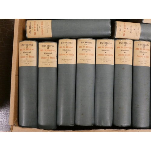 250 - PRESCOTT WILLIAM H.  The Works & the Life, Edited by J. F. Kirk. 16 vols. Ltd. ed. 108... 