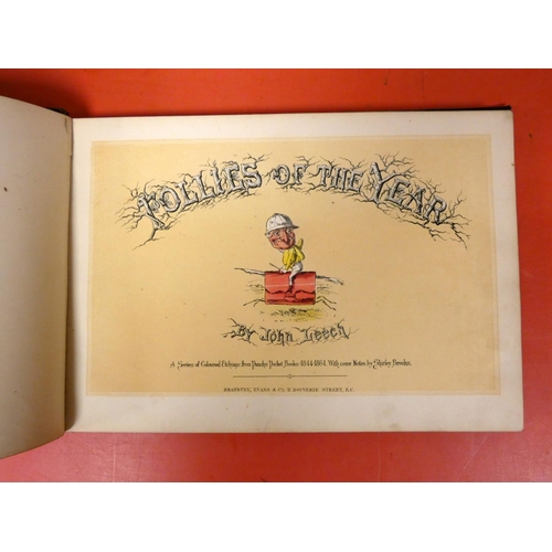 255 - LEECH JOHN.  Follies of the Year. Chromolitho title & 21 hand col. comic eng. plates (as called ... 