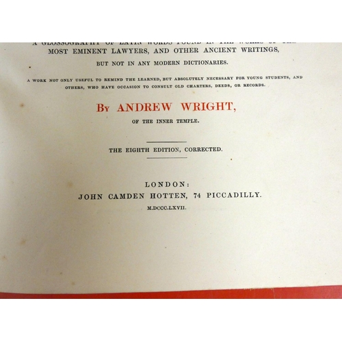 259 - WRIGHT ANDREW.  Court-Hand Restored ... With an Appendix Containing the Ancient Names of P... 