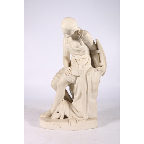 271 - Victorian Parian ware porcelain figure by John Bell, modelled as a classical soldier resting, 32cm. ... 