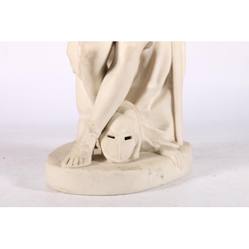 271 - Victorian Parian ware porcelain figure by John Bell, modelled as a classical soldier resting, 32cm. ... 