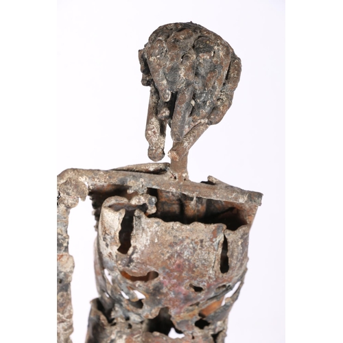 282 - Contemporary metal sculpture of an adult and child, 46cm high.  #423