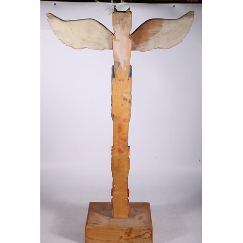 283 - Canadian carved and painted totem pole, 88cm high, signed indistinctly to base.  #428