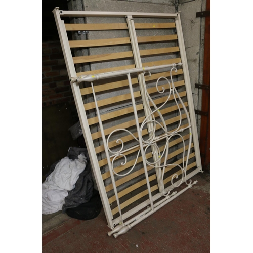 440 - Victorian style white painted metal double bed frame.  #334