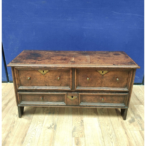 372 - 18th Century and later oak chest of drawers of low proportions with two deep drawers above two small... 