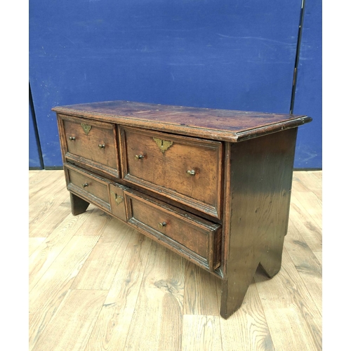 372 - 18th Century and later oak chest of drawers of low proportions with two deep drawers above two small... 